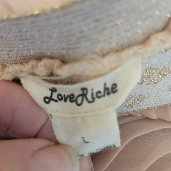 Women LARGE Skirt MAXI peach pleated chiffon partial lining By LOVE RICHE - Picture 4 of 9